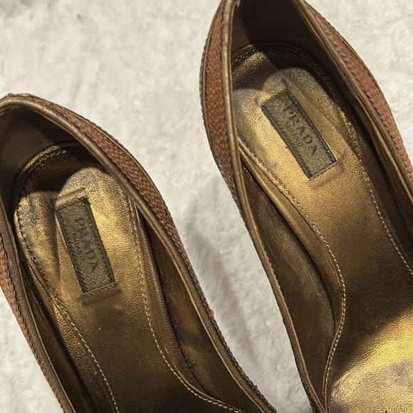 Prada sequin leather Brown and copper Women's Shoes size 36.5 stiletto pumps - Picture 3 of 11